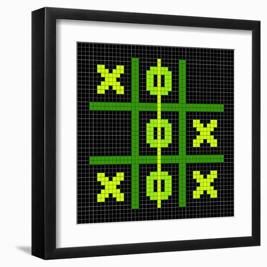 8-Bit Pixel Art Tic Tac Toe Game - Winning Position-wongstock-Framed Art Print