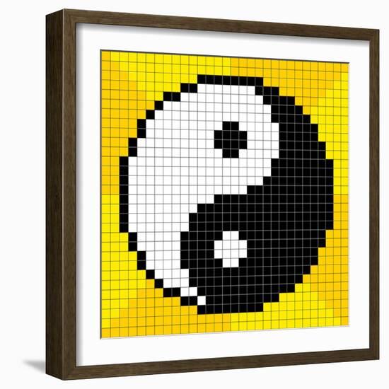 8-Bit Pixel-Art Yin Yang Symbol-wongstock-Framed Art Print