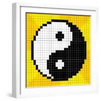 8-Bit Pixel-Art Yin Yang Symbol-wongstock-Framed Art Print