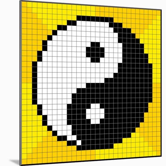 8-Bit Pixel-Art Yin Yang Symbol-wongstock-Mounted Art Print