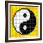 8-Bit Pixel-Art Yin Yang Symbol-wongstock-Framed Art Print