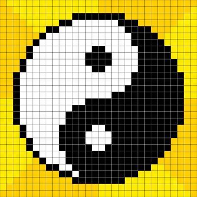 8 Bit Pixel Art Yin Yang Symbol Prints Wongstock Allposters Com