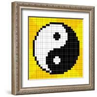 8-Bit Pixel-Art Yin Yang Symbol-wongstock-Framed Art Print