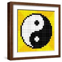 8-Bit Pixel-Art Yin Yang Symbol-wongstock-Framed Art Print