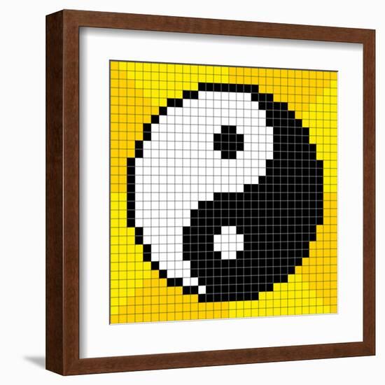 8-Bit Pixel-Art Yin Yang Symbol-wongstock-Framed Art Print