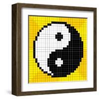 8-Bit Pixel-Art Yin Yang Symbol-wongstock-Framed Art Print