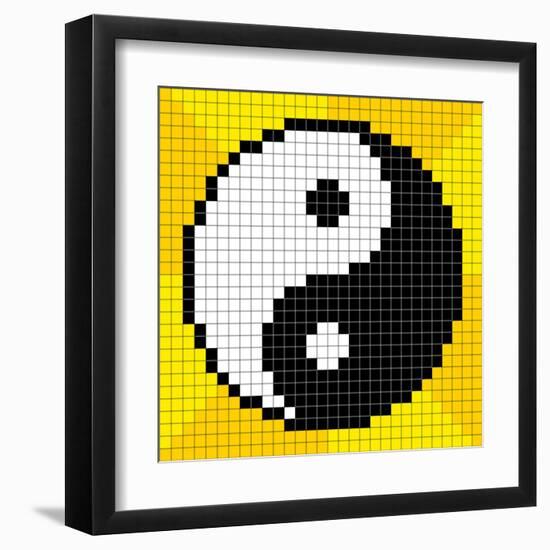 8-Bit Pixel-Art Yin Yang Symbol-wongstock-Framed Art Print