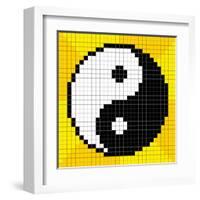 8-Bit Pixel-Art Yin Yang Symbol-wongstock-Framed Art Print