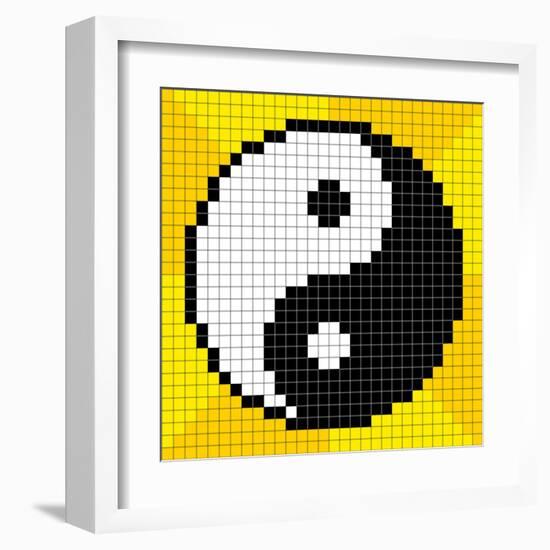 8-Bit Pixel-Art Yin Yang Symbol-wongstock-Framed Art Print