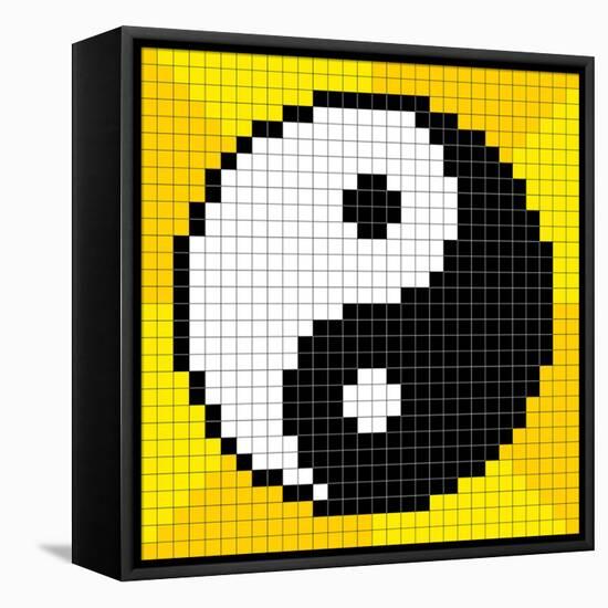 8-Bit Pixel-Art Yin Yang Symbol-wongstock-Framed Stretched Canvas