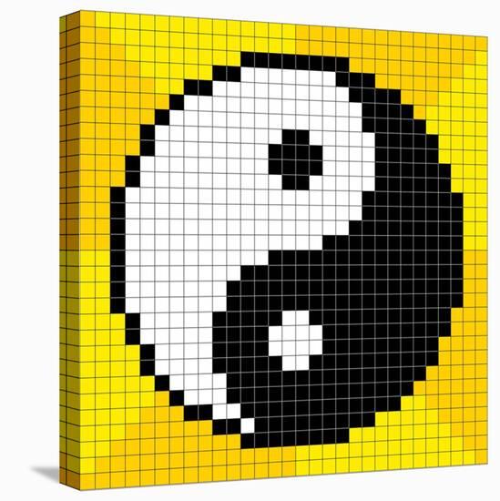 8-Bit Pixel-Art Yin Yang Symbol-wongstock-Stretched Canvas