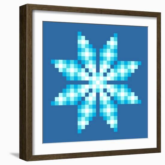 8-Bit Pixel Crystalline Snowflake-wongstock-Framed Art Print