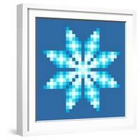 8-Bit Pixel Crystalline Snowflake-wongstock-Framed Art Print