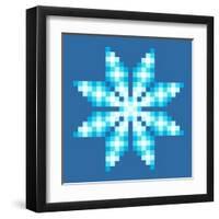 8-Bit Pixel Crystalline Snowflake-wongstock-Framed Art Print