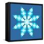 8-Bit Pixel Crystalline Snowflake-wongstock-Framed Stretched Canvas