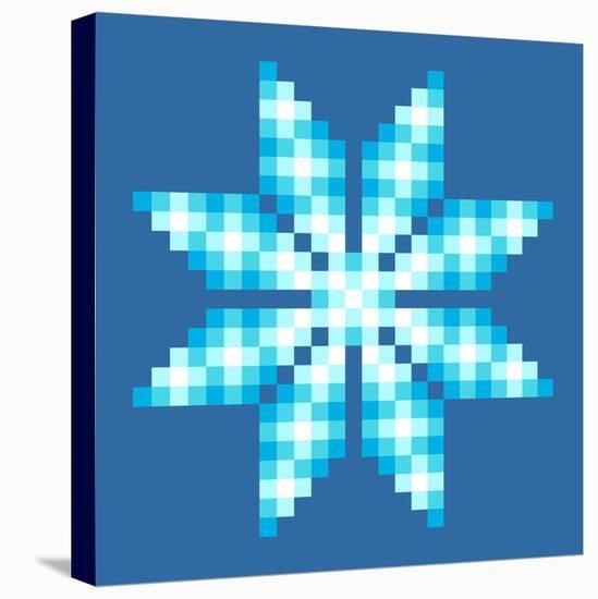 8-Bit Pixel Crystalline Snowflake-wongstock-Stretched Canvas