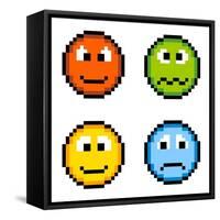 8-Bit Pixel Emotion Icons-wongstock-Framed Stretched Canvas