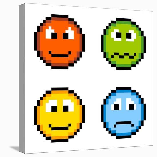 8-Bit Pixel Emotion Icons-wongstock-Stretched Canvas