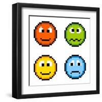 8-Bit Pixel Emotion Icons-wongstock-Framed Art Print