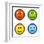 8-Bit Pixel Emotion Icons-wongstock-Framed Art Print