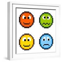 8-Bit Pixel Emotion Icons-wongstock-Framed Art Print