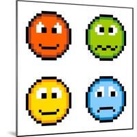 8-Bit Pixel Emotion Icons-wongstock-Mounted Art Print