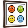 8-Bit Pixel Emotion Icons-wongstock-Framed Art Print