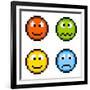 8-Bit Pixel Emotion Icons-wongstock-Framed Art Print