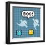 8-Bit Pixel Ghosts Say Boo-wongstock-Framed Art Print