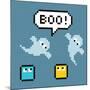 8-Bit Pixel Ghosts Say Boo-wongstock-Mounted Art Print