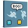 8-Bit Pixel Ghosts Say Boo-wongstock-Stretched Canvas