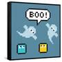 8-Bit Pixel Ghosts Say Boo-wongstock-Framed Stretched Canvas