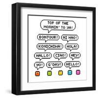 8-Bit Pixel International Hello Greetings-wongstock-Framed Art Print