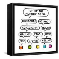 8-Bit Pixel International Hello Greetings-wongstock-Framed Stretched Canvas