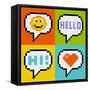 8-Bit Pixel Online Messaging Bubbles-wongstock-Framed Stretched Canvas