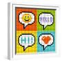 8-Bit Pixel Online Messaging Bubbles-wongstock-Framed Art Print