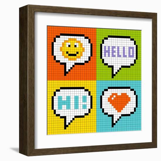 8-Bit Pixel Online Messaging Bubbles-wongstock-Framed Art Print