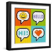 8-Bit Pixel Online Messaging Bubbles-wongstock-Framed Art Print