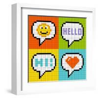 8-Bit Pixel Online Messaging Bubbles-wongstock-Framed Art Print