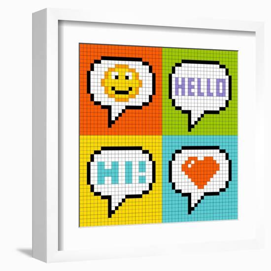 8-Bit Pixel Online Messaging Bubbles-wongstock-Framed Art Print