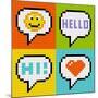 8-Bit Pixel Online Messaging Bubbles-wongstock-Mounted Art Print