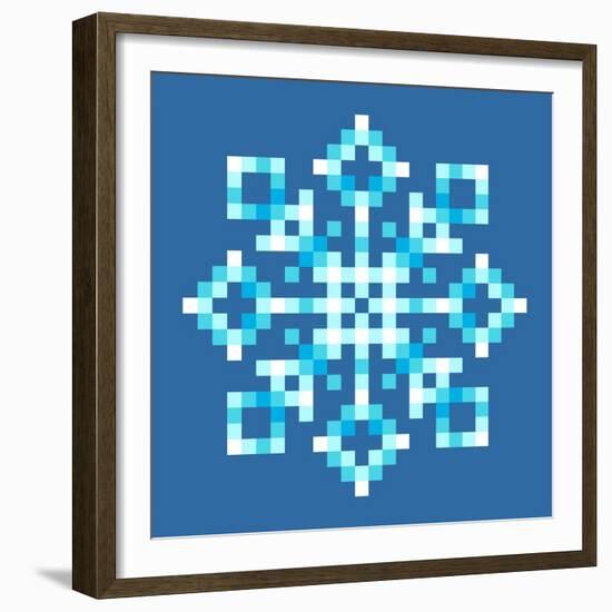 8-Bit Pixel Snowflake-wongstock-Framed Premium Giclee Print