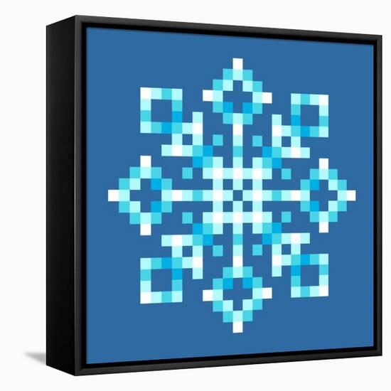 8-Bit Pixel Snowflake-wongstock-Framed Stretched Canvas