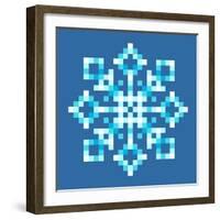 8-Bit Pixel Snowflake-wongstock-Framed Art Print