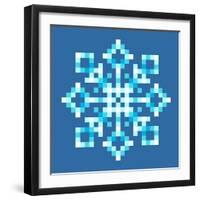 8-Bit Pixel Snowflake-wongstock-Framed Art Print