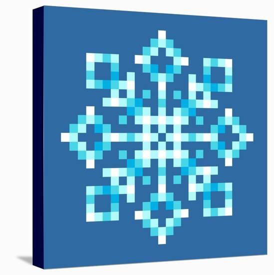 8-Bit Pixel Snowflake-wongstock-Stretched Canvas