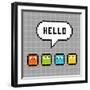 8-Bit Pxiel Characters Say Hello-wongstock-Framed Art Print