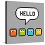 8-Bit Pxiel Characters Say Hello-wongstock-Stretched Canvas