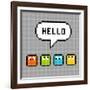 8-Bit Pxiel Characters Say Hello-wongstock-Framed Art Print