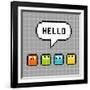 8-Bit Pxiel Characters Say Hello-wongstock-Framed Art Print